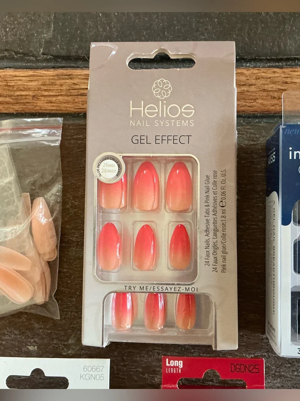 7 lot bundle of faux glue press on Nails, LONG, GEL EFFECT, Ready to Wear, multi